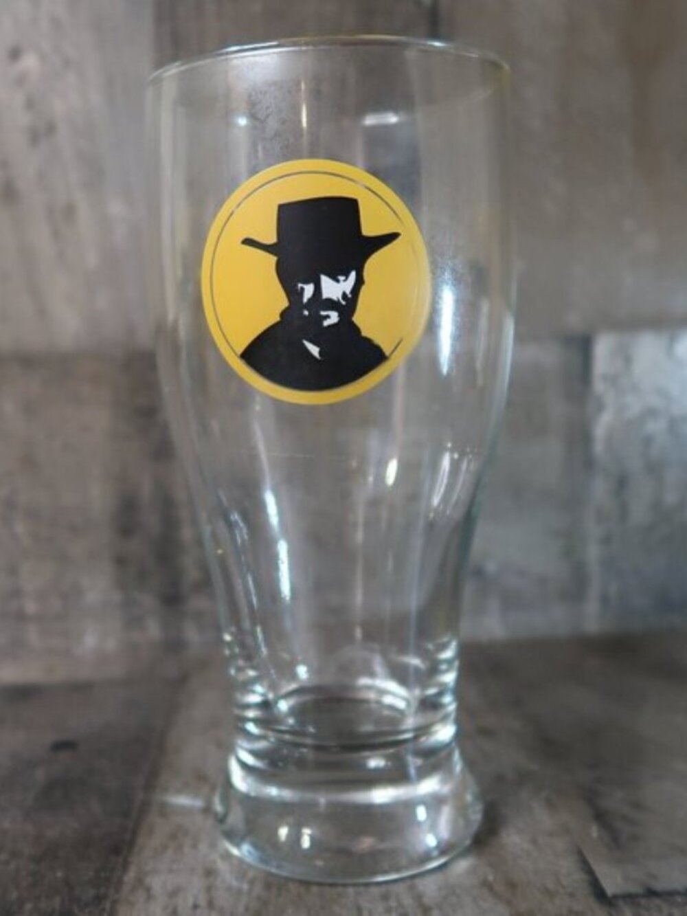 Lone Rider Tall Beer Glass Tumbler Western Cowboy Yellow & Black